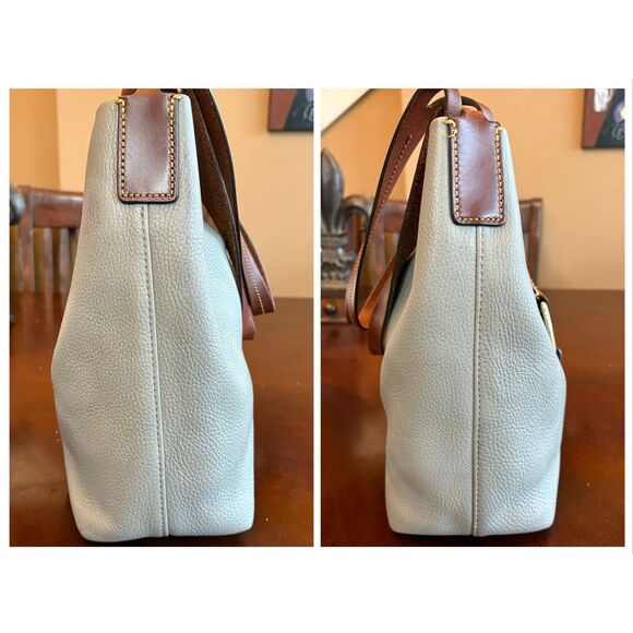 DOONEY & BOURKE - Derby Grey Pebbled Leather Hobo/Brown Vacchetta Leather Trim - Picture 8 of 15